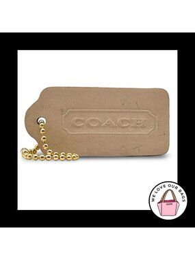 COACH VINTAGE DOUBLESIDED Hang Tag Bag Charm Keychain Fob Bone Beige Leather